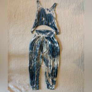Kathmandu Blue and White Tie-Dye Jumpsuit